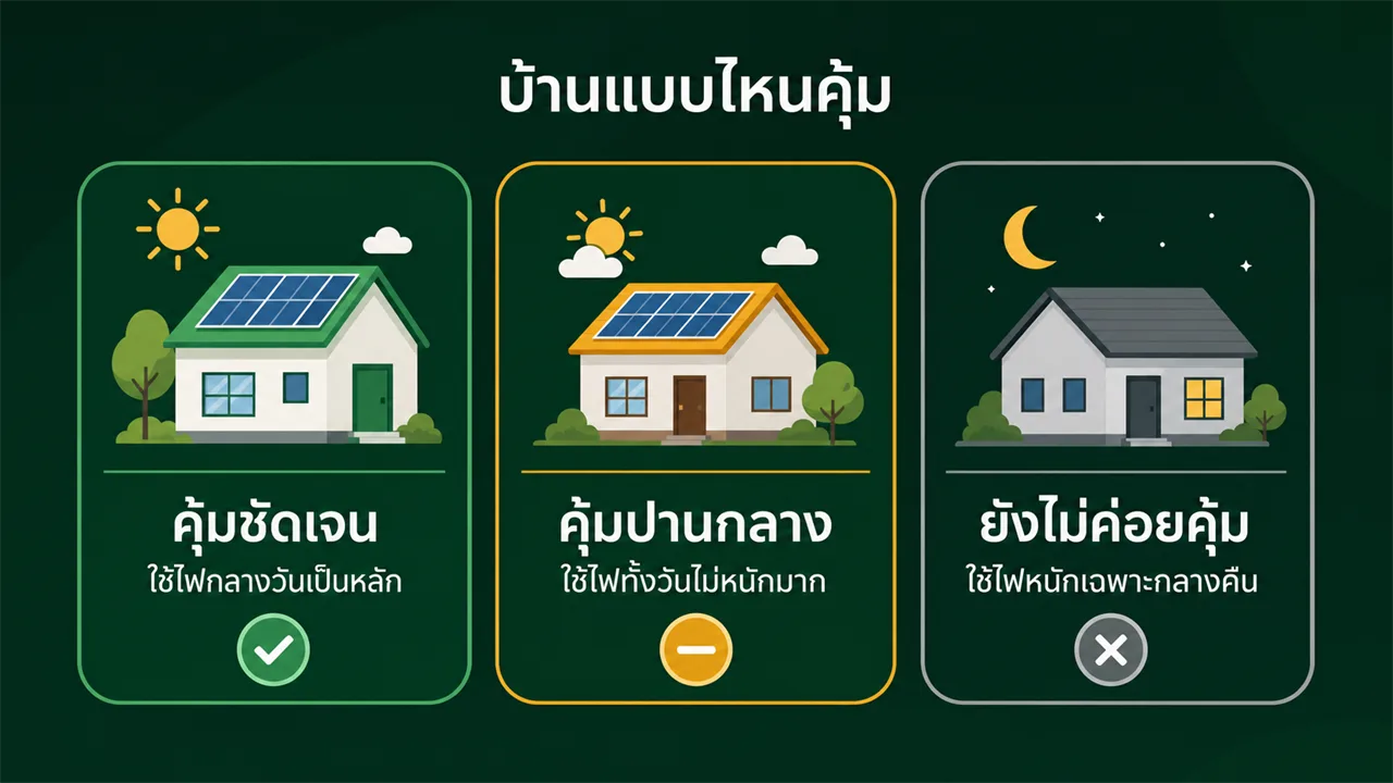 บ้านแบบไหนติดโซลาร์คุ้ม ตามการใช้ไฟกลางวัน