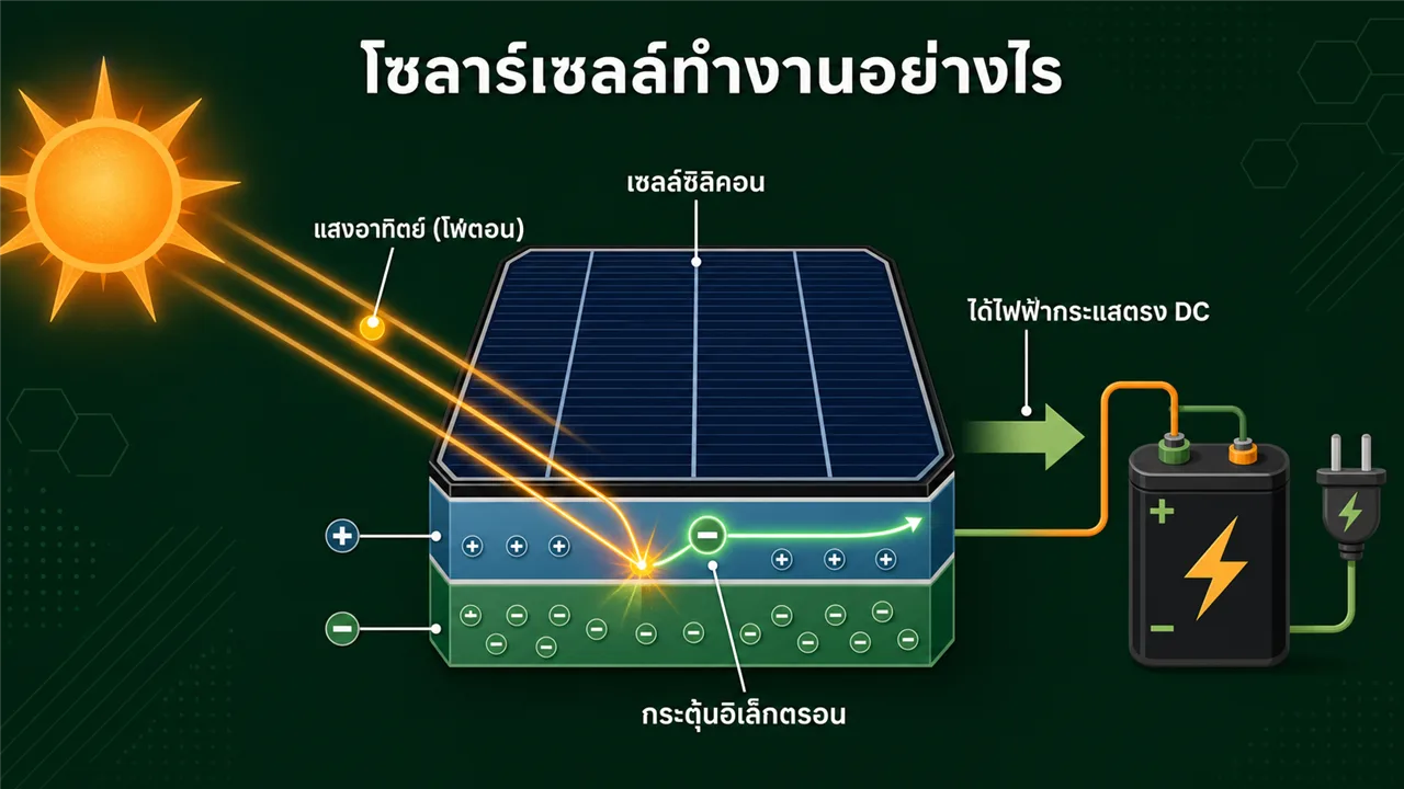 โซลาร์เซลล์ทำงานอย่างไร ปรากฏการณ์โฟโตโวลตาอิก