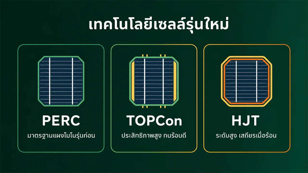 เทคโนโลยีเซลล์รุ่นใหม่ PERC TOPCon HJT